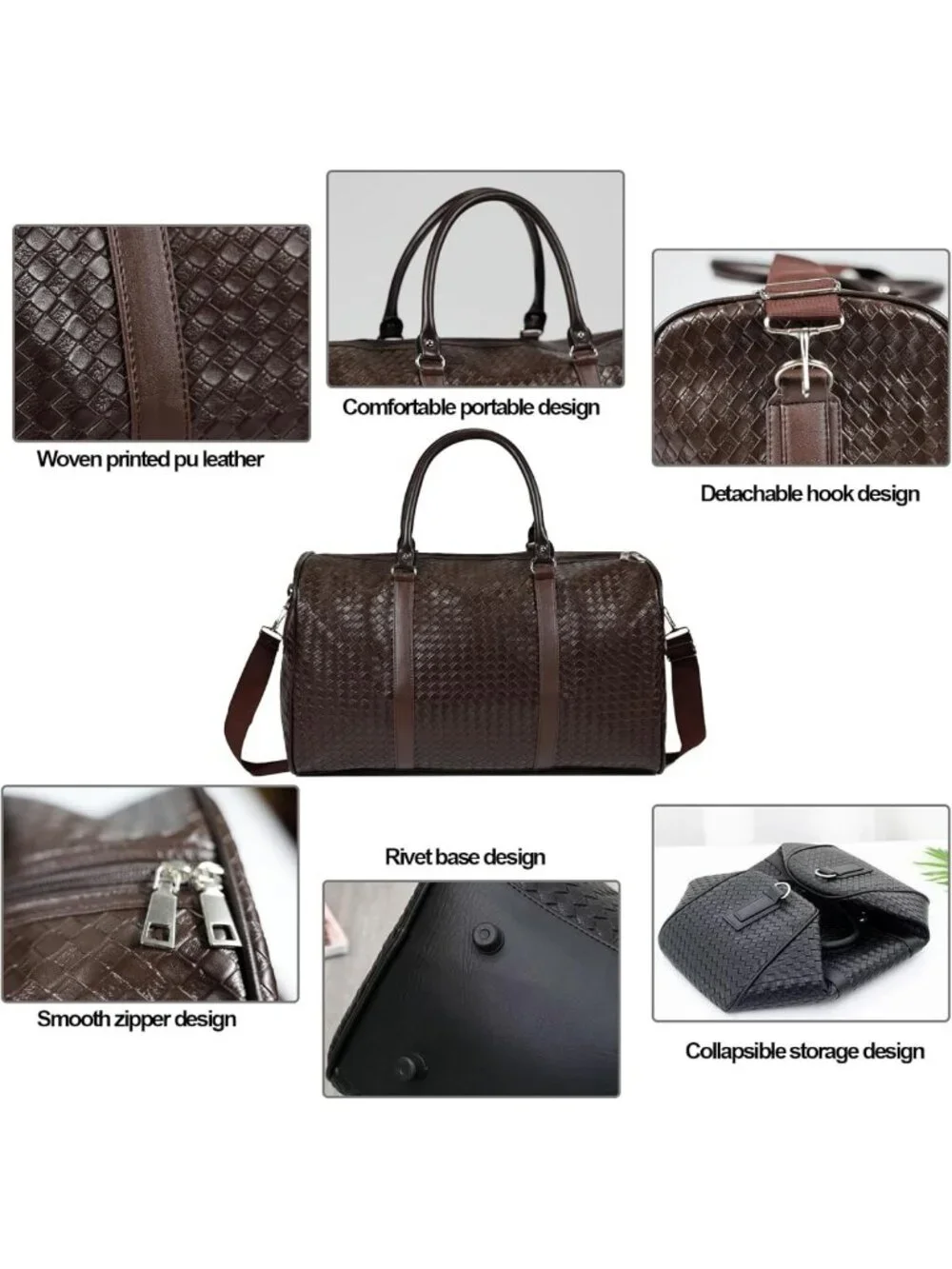 27L Waterproof Travel Duffle Bag with Shoe Compartment & Foldable Toiletry Bag